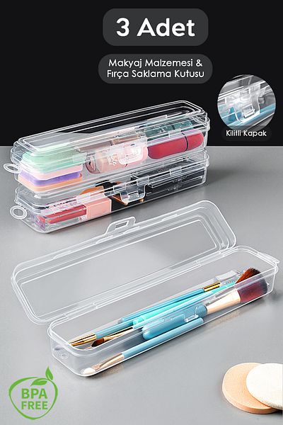 Meleni Home 3-Pack Portable Makeup Organizer - Clear Multipurpose Cosmetic Makeup Brush Organizer Brush Holder