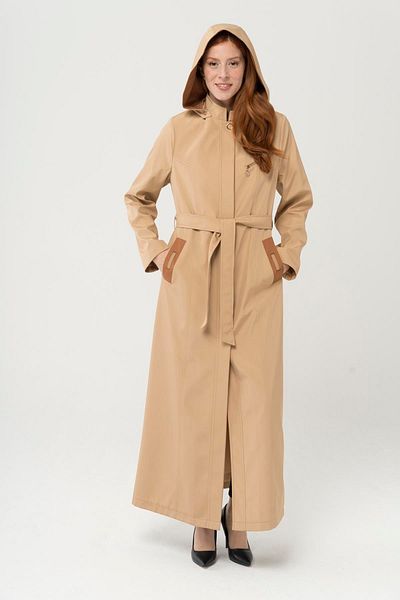 Olcay Odnímatelný dlouhý trenčkot s kapucí Garni Detailed Topcoat Kamel 4289