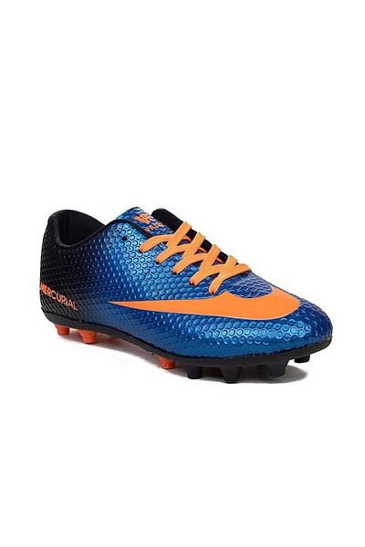 Walked Cizme de fotbal pentru copii albastru portocaliu - cu vârfuri de gazon, 401-25, 31-35