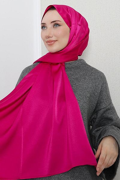 GİYZAMİLA Model Satin Shawl Fuchsia