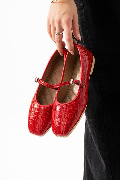 STOCON Balerini de damă cu model de crocodil, pantofi casual și de birou cu curea