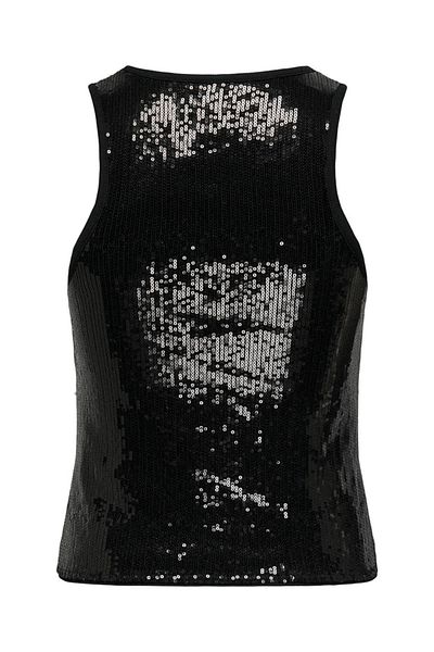 ONLY ONLLINDSAY SEQUINS TANK TOP WVN Γυναικεία Μαύρη Μπλούζα - 15332690