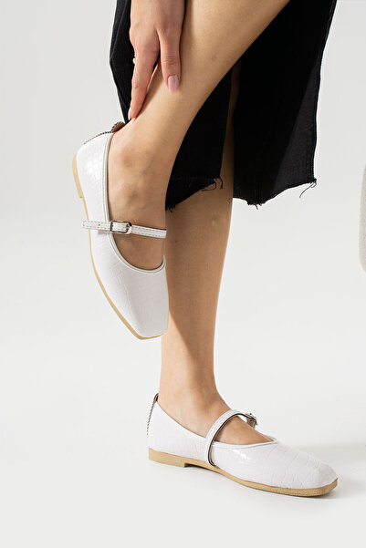 STOCON Γυναικείες μπαλαρίνες με κροκόδειλο σχέδιο με ζώνη casual και παπούτσια γραφείου