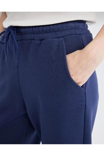 UYN SPORT Μπλε ναυτικό ελαστικό παντελόνι με ψηλόμεσο κορδόνι