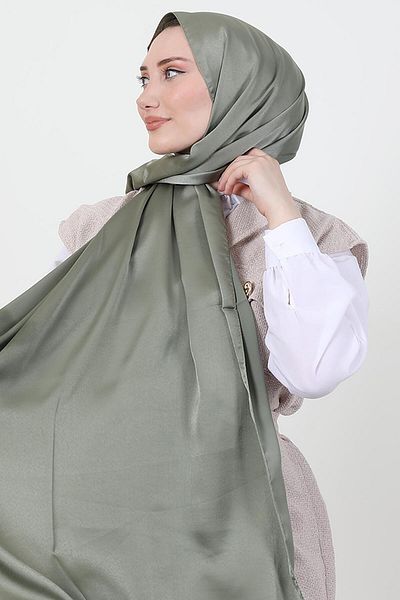 GİYZAMİLA Model Satin Shawl Khaki
