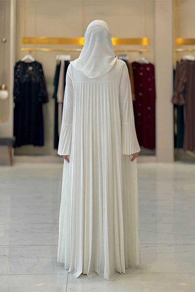Bym Fashion 8575 Ecru Long Tunic and Trousers Double Set - Pleated Detail
