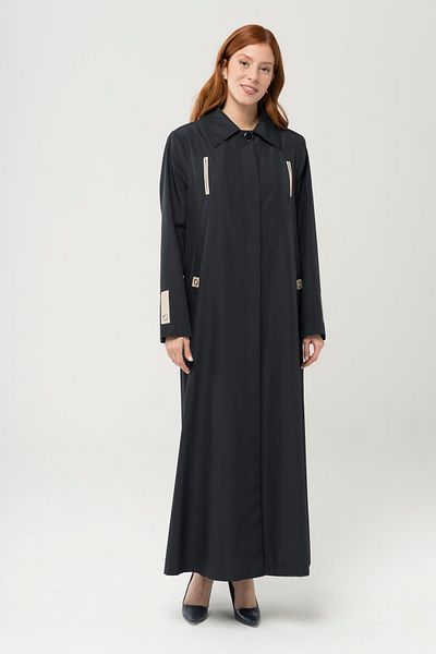 Olcay Košilový límec Garni Detailed Plus Size Dlouhý trenčkot Navy Blue 4290