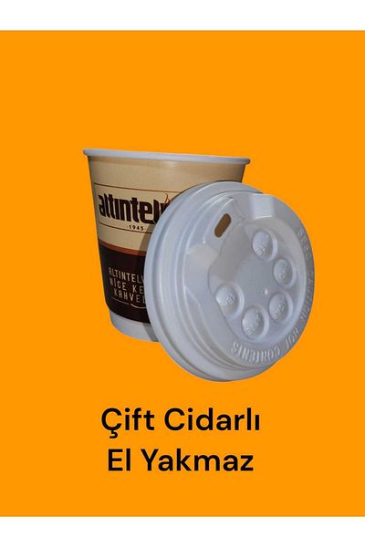 Altıntelve Double-Walled Hot Drink Cup with Leak-Proof Cardboard Lid - Hand No Lip Burning (8-oz)