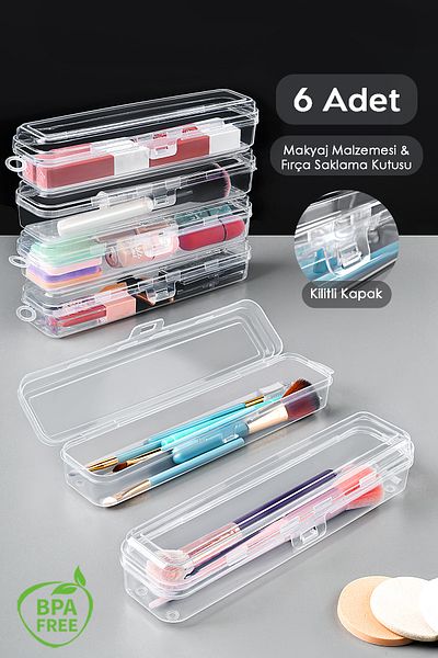 Meleni Home 6-Pack Portable Makeup Organizer - Clear Multipurpose Cosmetic Makeup Brush Organizer Brush Holder