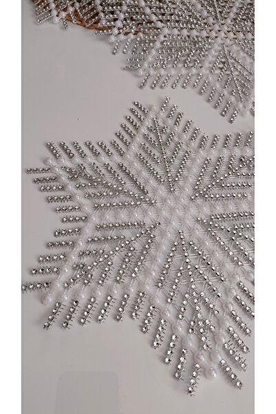 NMSONE طقم غرفة مطرز بالخرز (لون أبيض مصنوع يدويًا 6 قطع)