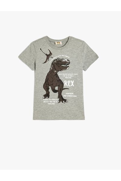 Koton Dinosaur Print Short Sleeve Crew Neck T-Shirt
