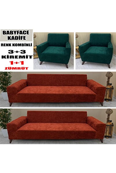 KILIFSAN BABYFACE KADİFE KUMAŞ RENK KOMBİNLİ 2 ADET ÜÇLÜ & ÇEKYAT- 2 ADET TEK...