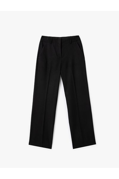 Koton Straight Wide Leg Fabric Pants with High Waist Pockets