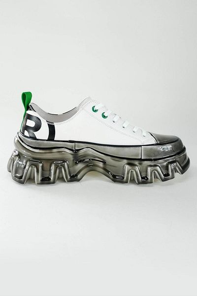 Guja BO Printed High Sole White Leather Men's Sneakers
