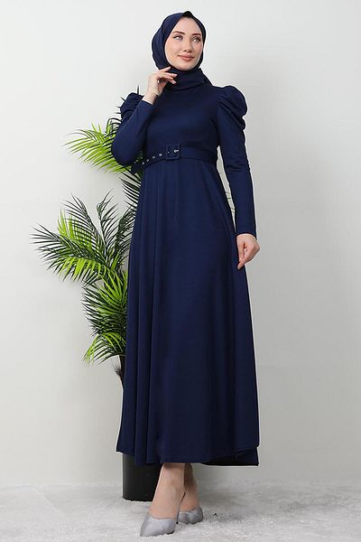 GİZ AGİYİM Φόρεμα Berna Balloon Sleeve Navy Blue