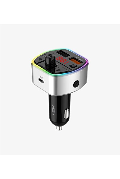 Linktech FM Transmitter - Premium 38W Üç Girişli 5.0 Bluetooth FM Transmitter - Çakmaklıktan Müzik