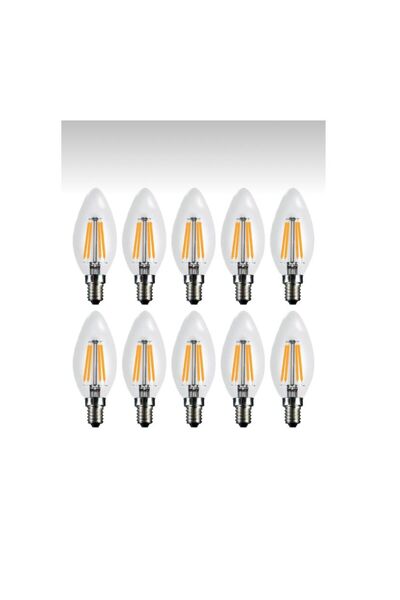Edison 10 Adet Gün Işığı Renk Düz Buji Ampul E14 Duy