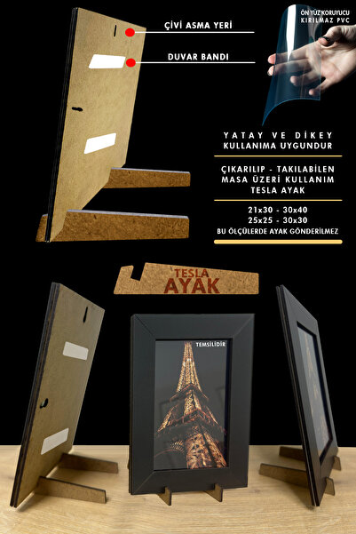 yhfoto 9 Adet 15x15 Çerçeve - Siyah Çerçeve - Mdf Kare Çerçeve - Fotoğraf Çerçeve Seti