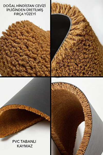 Chilai Home Coco Black Leopar Doğal Koko Paspas,Kıl Kapı Önü Paspası