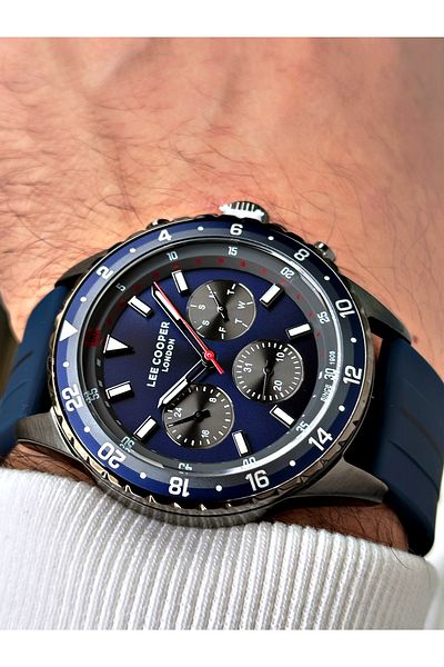 Lee Cooper Function Dark Blue Color Silicone Band Men's Wrist Watch 7210.099
