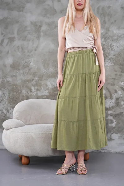 BLUSS Fusta verde, confortabilă, elegantă, căptușită în straturi