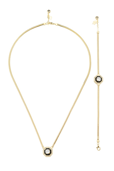 Çgk Çiğdem Gürel Kuyumculuk Siyah Mineli Tektaş Altın Set Takım