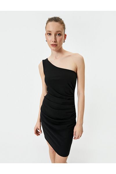Koton Μίνι φόρεμα One Shoulder Draped Slim Fit