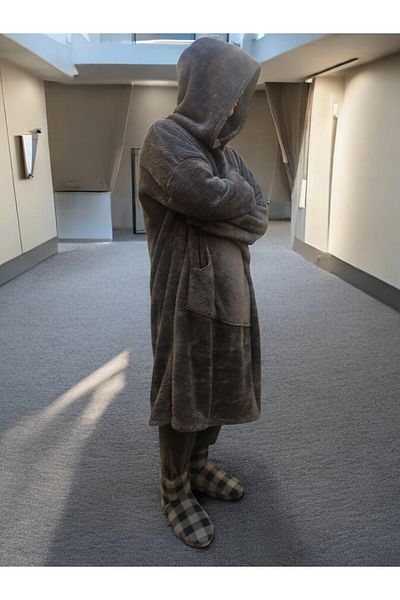 fluffy Wellsoft Wearable Hooded Healthy Jumpsuit - Warm Design for Television and Sleep