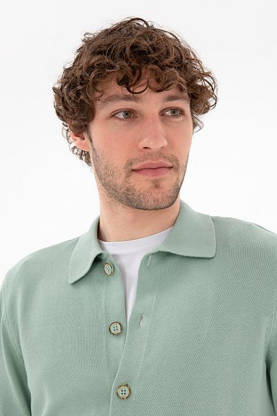 U.S. Polo Assn. Men's Aqua Green Basic Knitwear Cardigan 50298272 -Vr048