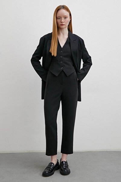 Never more Black Skinny Trousers - Cloth with Front Collets