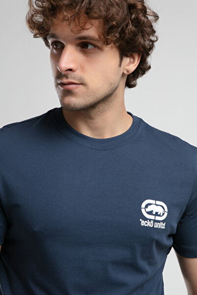 ECKO UNLTD Corinth Navy Blue Crew Neck Printed Standard Fit Men's Tshirt