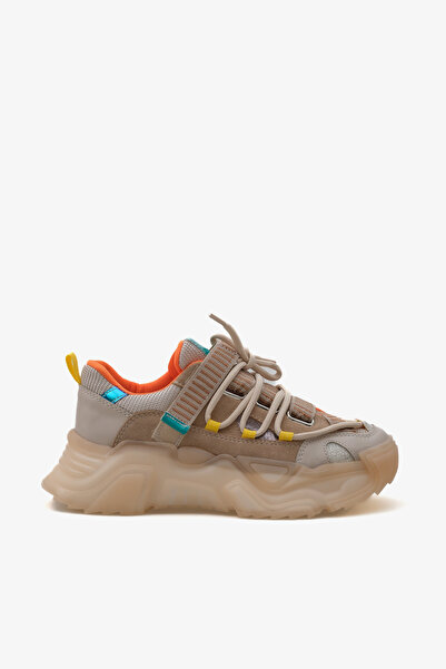 SAYL Γυναικείο sneaker με διάφανη χοντρή σόλα με κορδόνια σε μπεζ πολύχρωμο β...