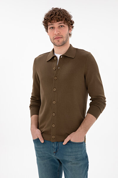 U.S. Polo Assn. Men's Khaki Basic Knitwear Cardigan 50298272 -Vr027