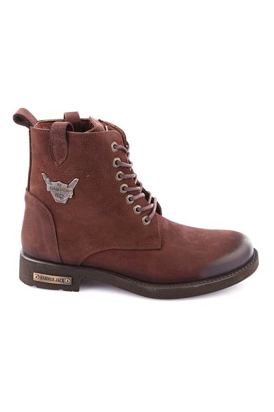 Hammer Jack Genuine Leather Brown Washed Nubuck Men's Boots