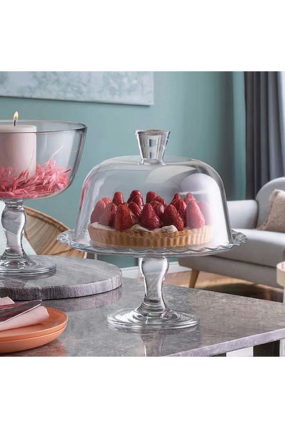Paşabahçe 96952 Patisserie Footed Cake Jar Serving Plate with Lid