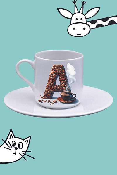 Olympus plus A Letter Coffee Pattern Printed Turkish Coffee Cup