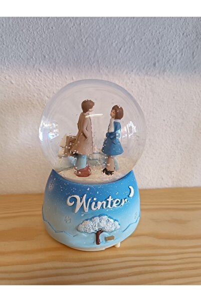 GHY AHŞAP Winter Orta boy ışıklı müzikli kar küresi