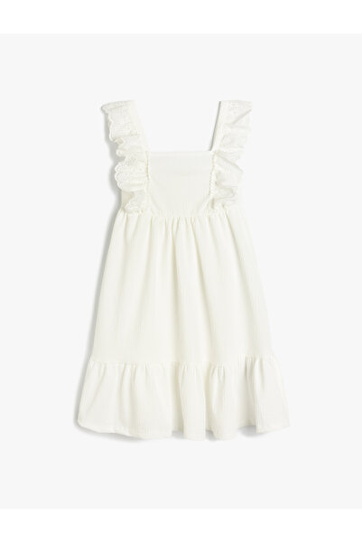 Koton Gipe részletes fodros A-vonalú pántos midi ruha