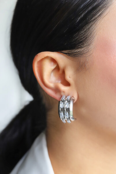 Brillo Zircon Stone Detailed Women's Earrings