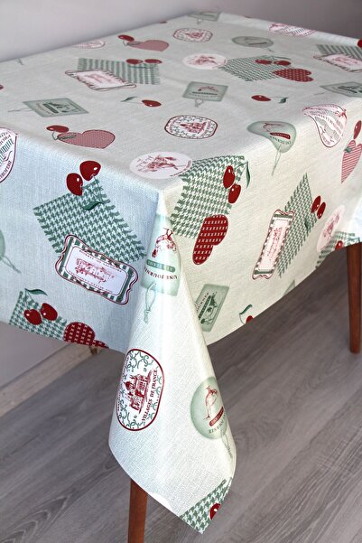 DedeEvTekstil Elyaf Silinebilir Pvc Muşamba Masa Örtüsü 177-bKalpKiraz