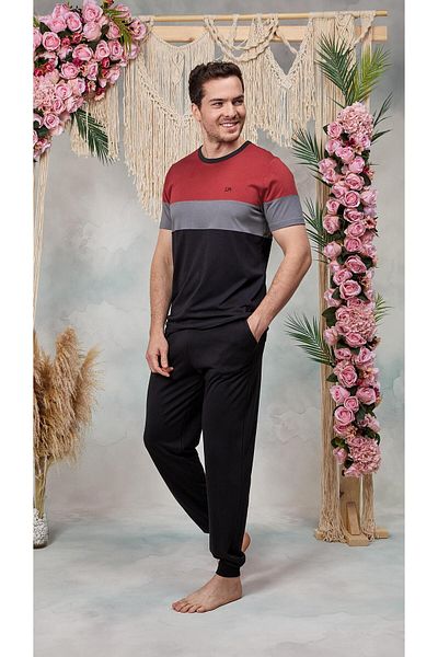Doreanse Ανδρικό Σετ Πιτζάμα T-Shirt Navy Blue Crew Neck 25Y4569