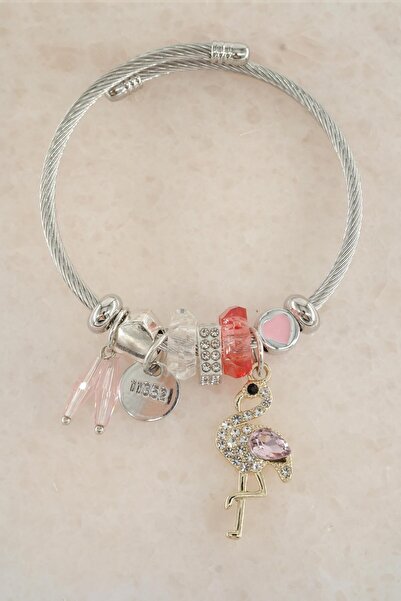 By Zeyna Aksesuar 316 L Steel Mix Figured Charm Bracelet - STP006