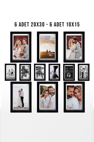 yhfoto 6 Pcs Black Photo Frame - 21X30 & 10X15 Wooden Mdf Pvc