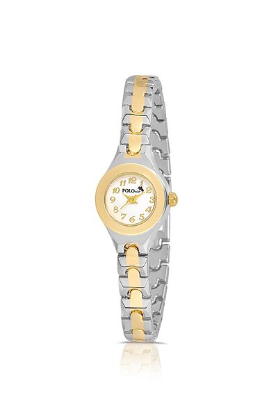 Polo Air ساعة يد نسائية كلاسيكية صغيرة بأرقام ذهبية اللون - PL-1524B3x