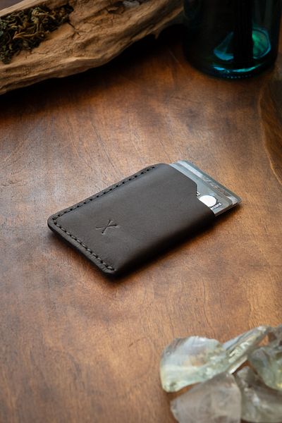 minimal X design Minimal X Simple Card Holder - Simple, Slim, Stylish, Solid - Genuine Leather Handmade