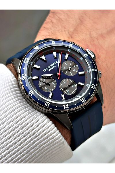 Lee Cooper Function Dark Blue Color Silicone Band Men's Wrist Watch 7210.099