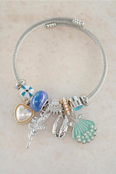 By Zeyna Aksesuar 316 L Steel Mix - Figured Charm Bracelet Women STP009