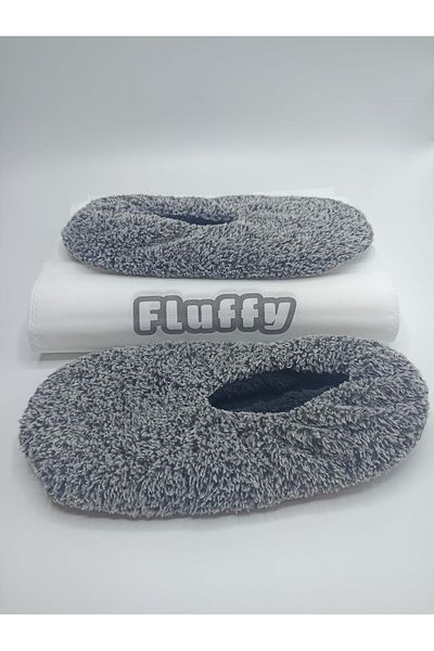 fluffy Men's Booties Slippers Foldable Bag Portable Home Flats Non-Slip No Sound Sole
