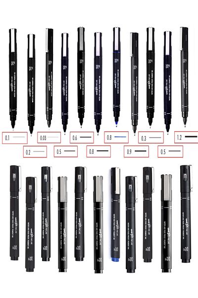 GLANCE Uniball Pin 200 Acrylic Tip Technical Drawing Pencils Set of 12