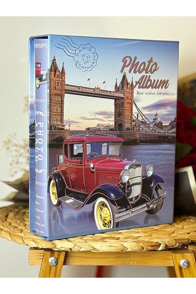 Rabsev Rs038 Photo Album 10x15cm 200 Boxed Nostaji Vehicle Patterned Luxury Album Souvenir Note Insert